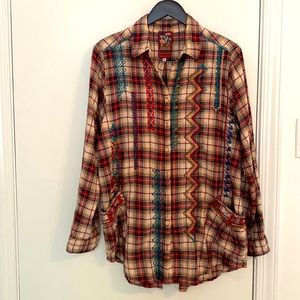 Johnny Was Button Down Flannel Top